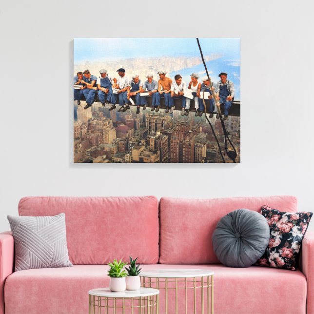 Lunch Atop A Skyscraper 1932 NYC Remastered Color Canvastryck (Insitu (Vardagsrum))