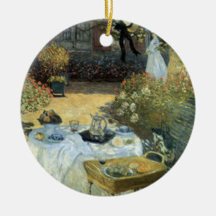Lunch av Claude Monet, Vintage Impressionism Julgransprydnad Keramik
