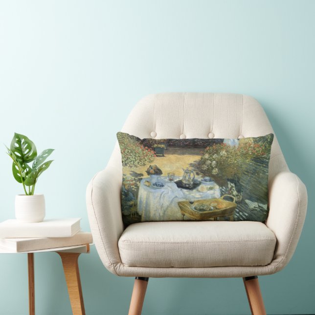 Lunch av Claude Monet, Vintage Impressionism Lumbarkudde (Stol)