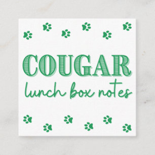 Lunch Box Notes för grönt Cougar Print Namn Tilläggskort