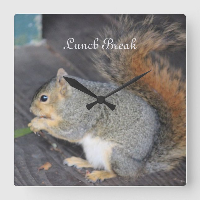 "Lunch Break" Fyrkantig Klocka (Framsida)