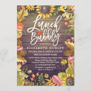 Lunch & Bubbly Bröllopsdusch Lönnlöv Pumpor Inbjudningar
