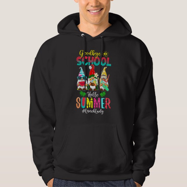 Lunch Dam Adjö School Hej Summer Vacation Gn Hoodie (Framsida)