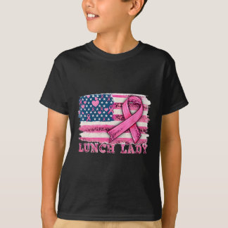 Lunch Dam American Flagga Rosa Ribbon Breast Cance T Shirt