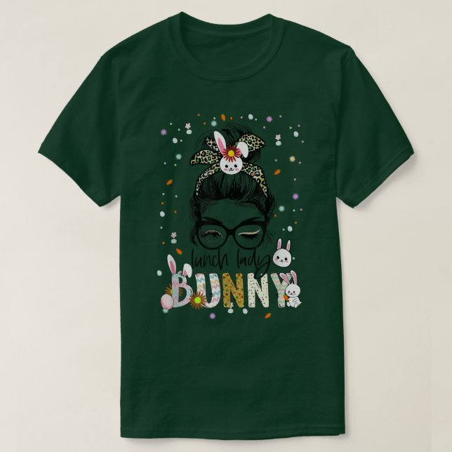 Lunch Dam Bunny Leopard Messy Bun Funny Lunch Lad T Shirt (Design framsida)