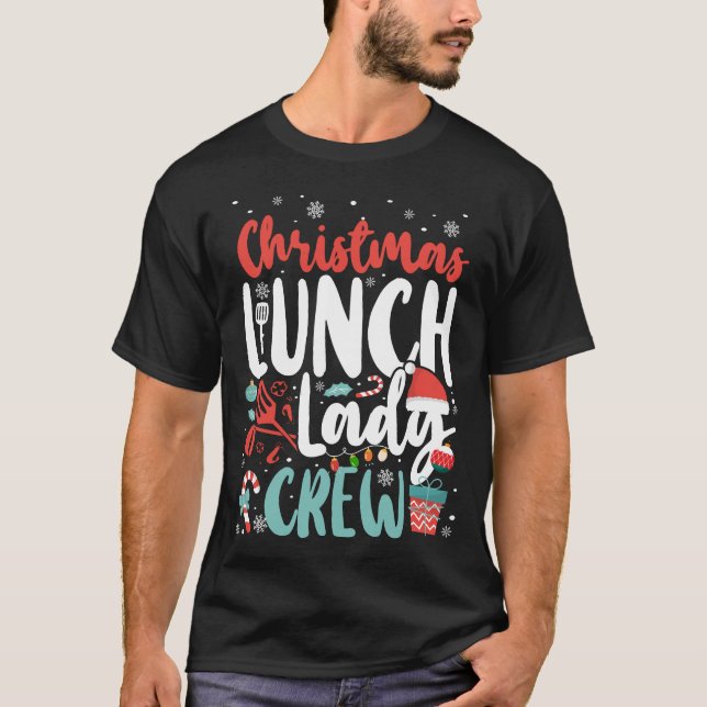 Lunch Dam Cafeteria Crew jul Lunch Dam T Shirt (Framsida)