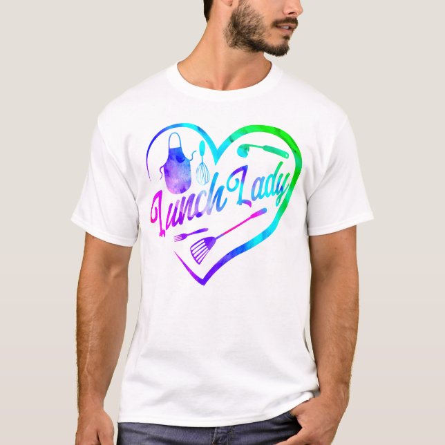 Lunch Dam Cafeteria Crew Lunch Dam Heart T Shirt (Framsida)