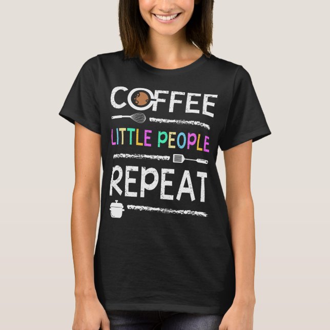 Lunch Dam Coffee Little People Repeat T Shirt (Framsida)