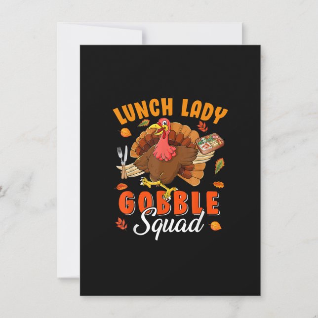 Lunch Dam Gobble Squad Thanksgiving Turkey Lunch Inbjudningar (Framsida)