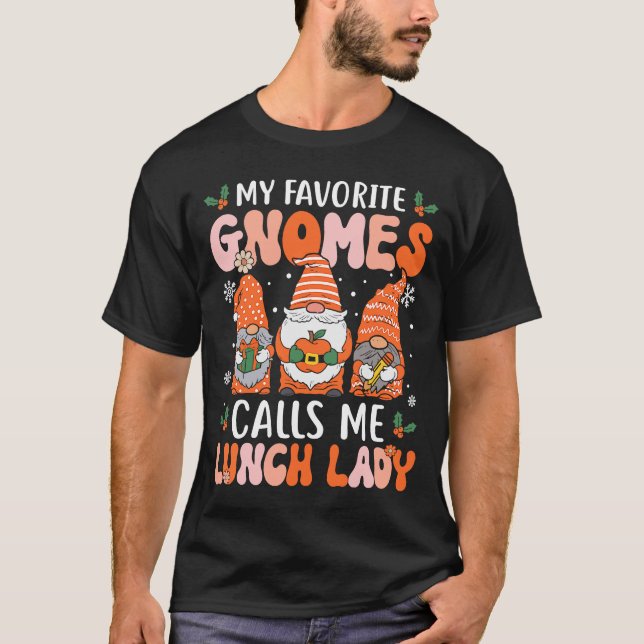 Lunch Dam jul Gnomes School Cafeteria Worke T Shirt (Framsida)