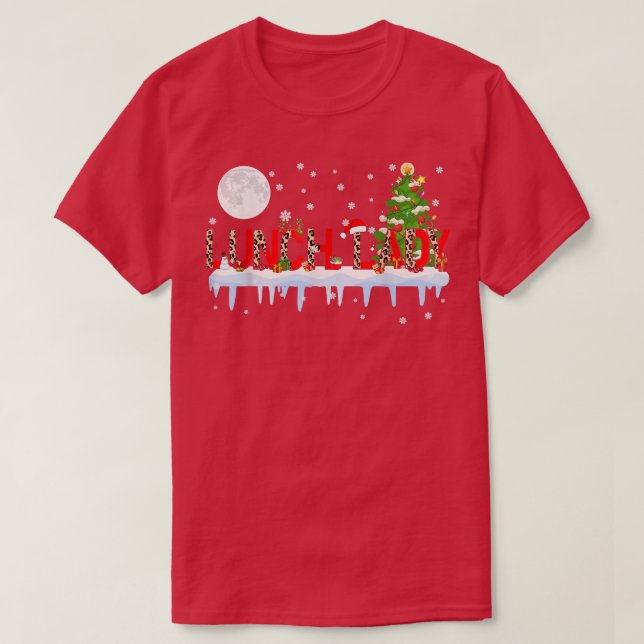 Lunch Dam Julafton Träd Light Leopard Santa Hat Re T Shirt (Design framsida)