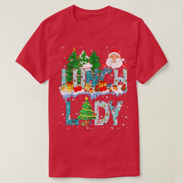 Lunch Dam Julgran Santa Matching Julafton Fami T Shirt (Design framsida)