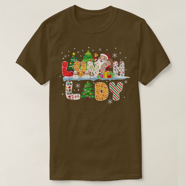 Lunch Dam Julgran Santa Matching Julafton Lunc T Shirt (Design framsida)