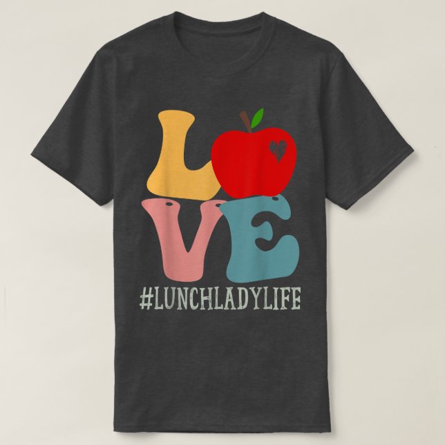 Lunch Dam Kärlek Apple Groovy Retro Cute to Sc T Shirt (Design framsida)