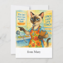 Lunch Dam Life Coach for Cat Cafeteria Wisdom Vykort