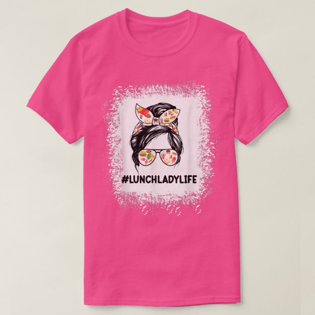 Lunch Dam Messy Bun Hair Cafeteria Worker Lunch W T Shirt (Design framsida)