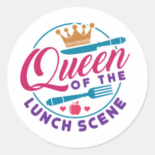 Lunch Dam Queen of the Lunch Scene Runt Klistermärke