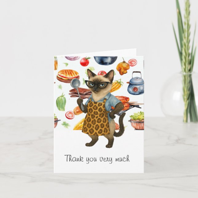 Lunch Dam serverar mat Tack Kort (Framsida)