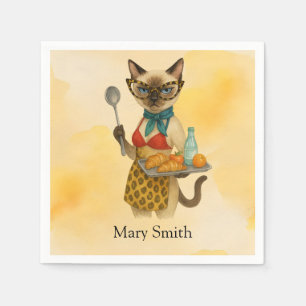 Lunch Dam serverar mat till Cat Lovers Pappersservett
