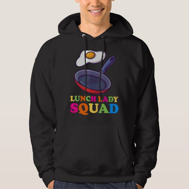 Lunch Dam Squad Cafeteria Crew School Dam Frie Hoodie (Framsida)