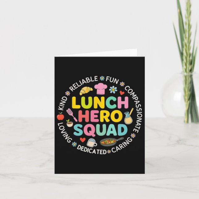 Lunch Dam Squad Lunch Hero Squad Preppy tillbaka t Kort (Framsida)