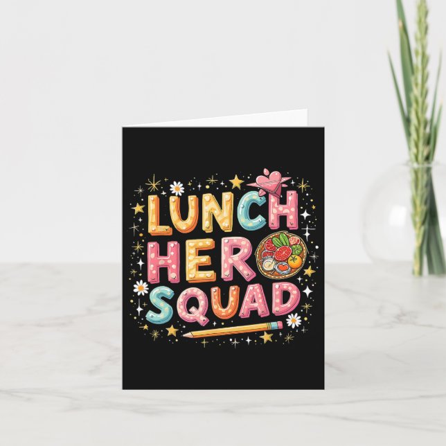 Lunch Dam Squad Lunch Hero Squad Preppy tillbaka t Kort (Framsida)