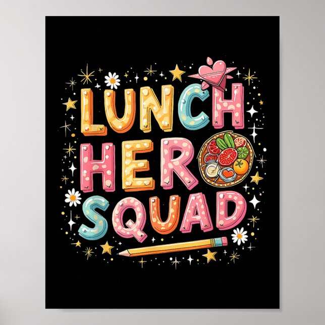 Lunch Dam Squad Lunch Hero Squad Preppy tillbaka t Poster (Framsidan)