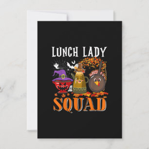 Lunch Dam Squad Thanksgiving Halloween Fall Tre B Inbjudningar