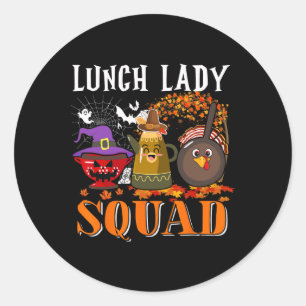 Lunch Dam Squad Thanksgiving Halloween Fall Tre B Runt Klistermärke
