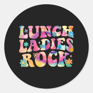 Lunch Dam Sten Tie Dye Cafeteria Crew Groovy La Runt Klistermärke