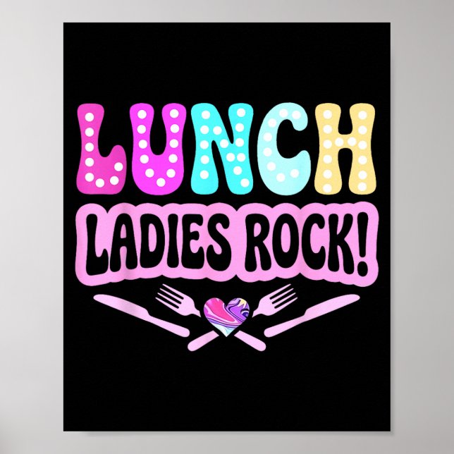 Lunch damer rock lunch dam squad groovy tillbaka t poster (Framsidan)