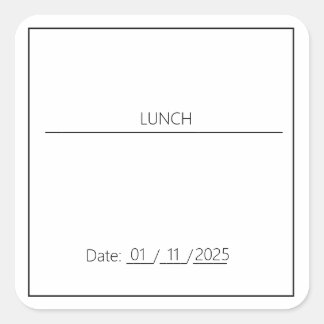 LUNCH EDITABLE STICKER FYRKANTIGT KLISTERMÄRKE