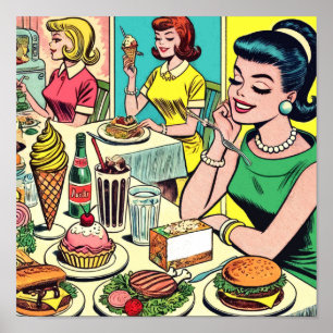 Lunch Girls Tecknader Poster
