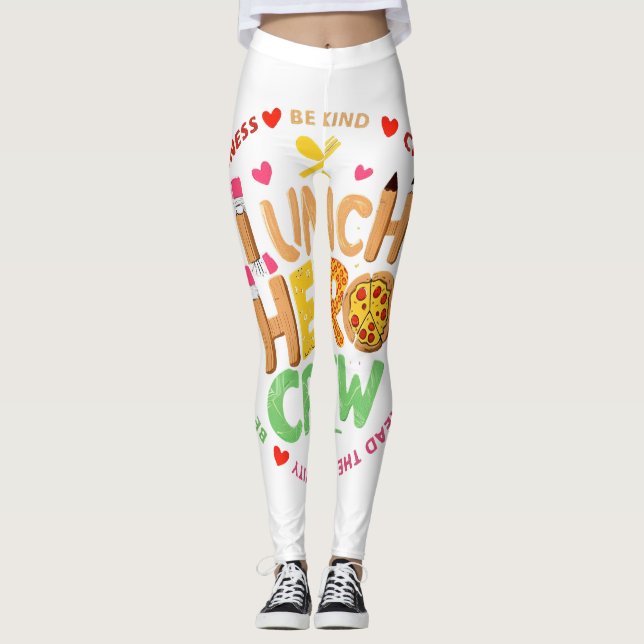 Lunch Hero Crew T-shirt, Dam Cafeteria Squadarbeta Leggings (Framsida)