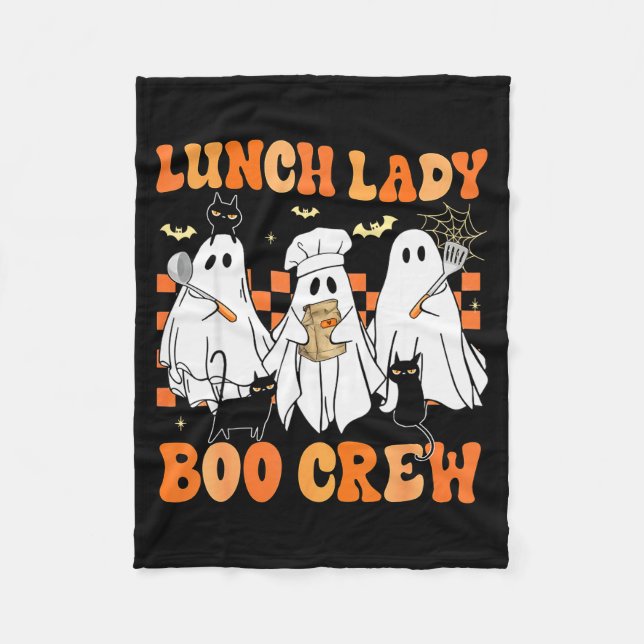 Lunch Lady Boo Crew Ghost Chef Funny Cafeteria Wor Fleecefilt (Framsidan)
