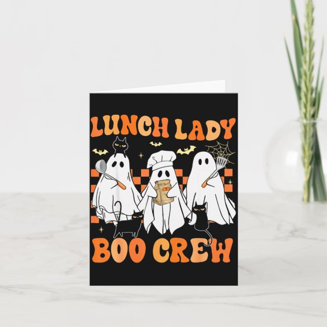 Lunch Lady Boo Crew Ghost Chef Funny Cafeteria Wor Kort (Framsida)