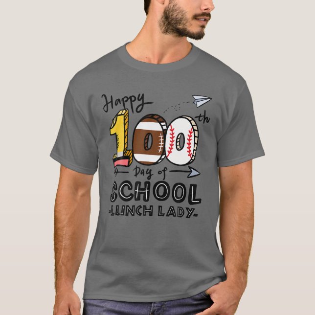 Lunch Lady Cafeteria Happy 100Th Day Of School 100 T Shirt (Framsida)