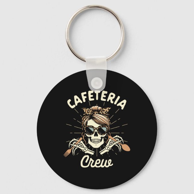 Lunch Lady Cafeteriaarbetare Squad Skeleton Cafete Nyckelring (Framsida)