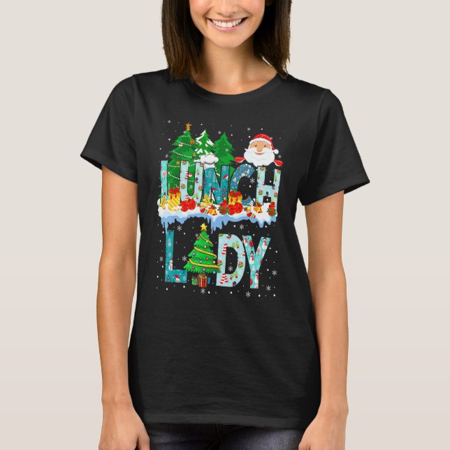 Lunch Lady Christmas Tree Santa Matching Xmas Lunc T Shirt (Framsida)