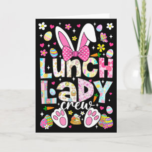 Lunch Lady Crew Rolig Bunny Cafeteria Familj Påsk Kort