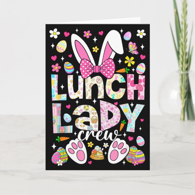 Lunch Lady Crew Rolig Bunny Cafeteria Familj Påsk Kort (Framsida)