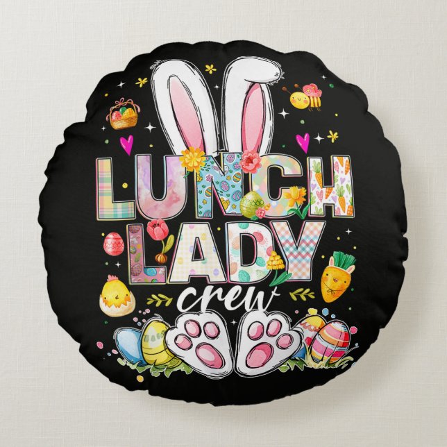 Lunch Lady Crew Rolig Kanin Rund Kudde (Framsidan)