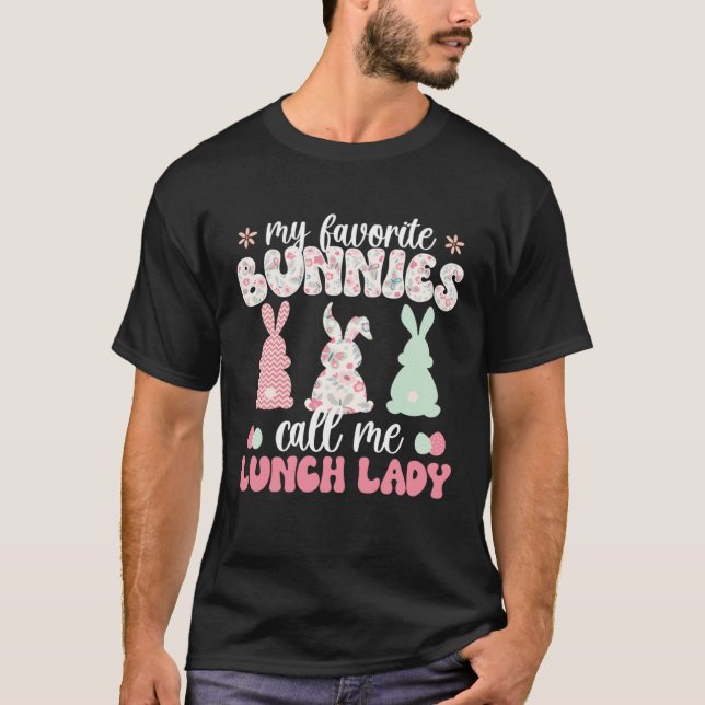 Lunch Lady Easter Bunny Lunch Ladies Easter Day T Shirt (Framsida)