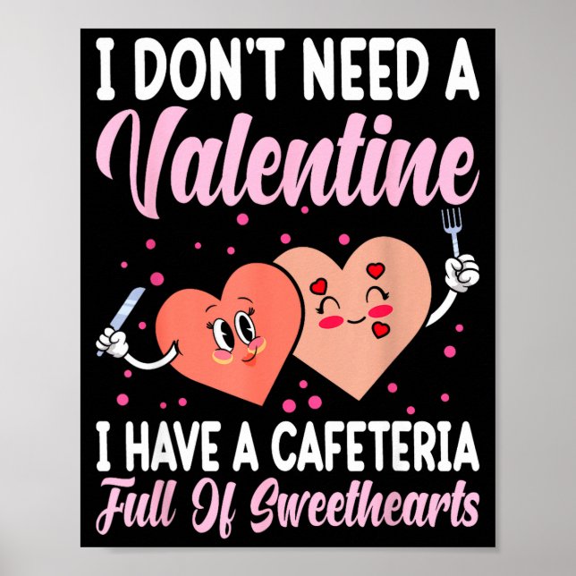Lunch Lady Gift Co. Funny Valentine's Day - Black  Poster (Framsidan)