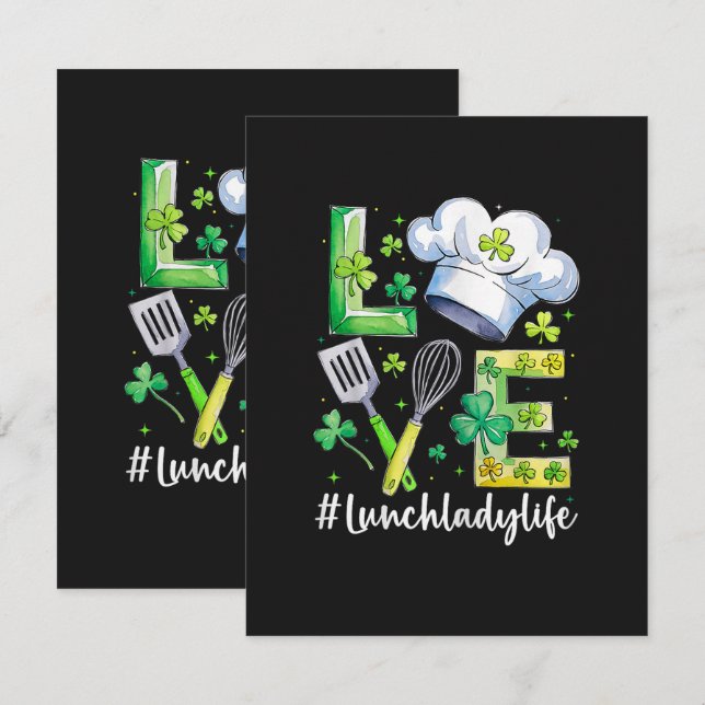 Lunch Lady Life Glad St Patrick Dag Tack Kort (Fram/baksida)