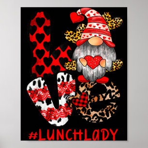Lunch Lady Love Gnome Heart Alla hjärtans dag Cafe Poster