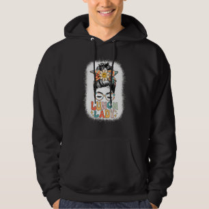 Lunch Lady Messy Bun Retro Lunch Ladies Squad Café Hoodie