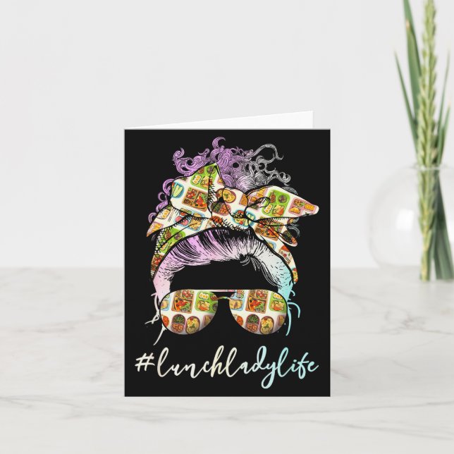 Lunch Lady Messy Hair Woman Bun Lunch Lady Life  Kort (Framsida)
