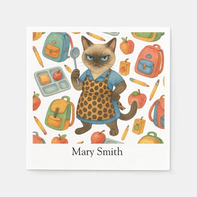 Lunch Lady serving food for Cat Lovers Pappersservett (Framsidan)