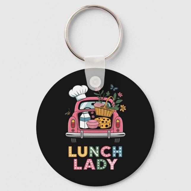 Lunch Lady Söt Lastbil Lunch Ladies Squad Cafeteri Nyckelring (Framsida)